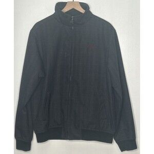 Billabong Mens Grey Plaid Zip-Up Bomber XL Jacket Skull Print liner *white mark